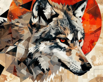 cubist wolf illustration