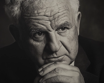 a picture black and white of david ben gurion face