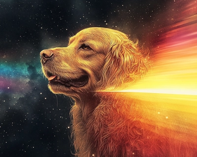 Show golden cocker on pink floyd dark side of the moon album cover