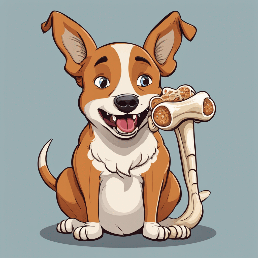a dog cartoon eating bone