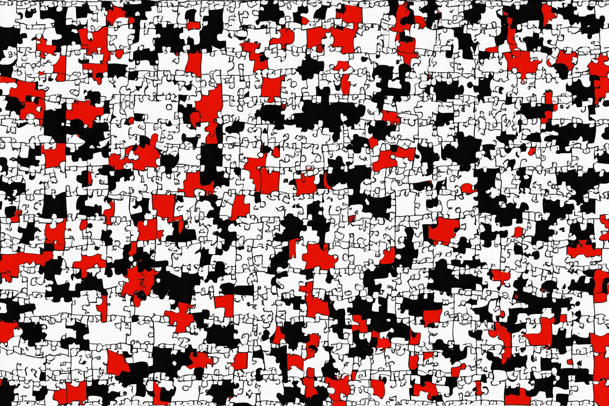 Blank template for 100 puzzle pieces, no background,