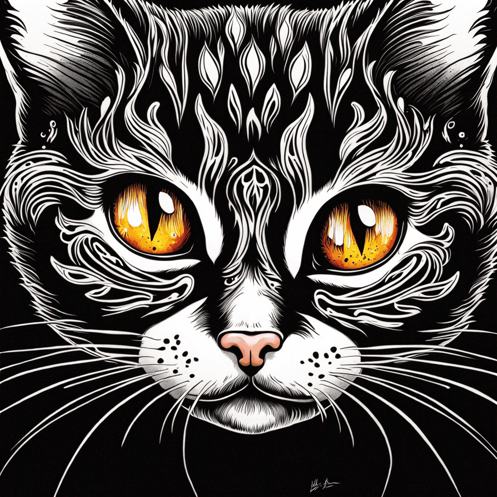 a cute kitten, Hyperdetailed Eyes, Tee-Shirt Design, Line Art, Black Background, Ultra Detailed Artistic, Detailed Gorgeous Face, Natural Skin, Water Splash, Colour Splash Art, Fire and Ice, Splatter, Black Ink, Liquid Melting, Dreamy, Glowing, Glamour, Glimmer, Shadows, Oil On Canvas, Brush Strokes, Smooth, Ultra High Definition, 8k, Unreal Engine 5, Ultra Sharp Focus, Intricate Artwork Masterpiece, Ominous, Golden Ratio, Highly Detailed, Vibrant, Production Cinematic Character Render, Ultra High Quality Model, without background
