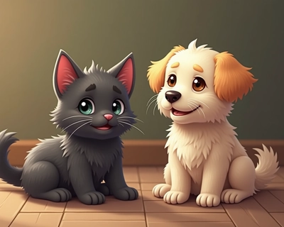 A picture of a cat and dog