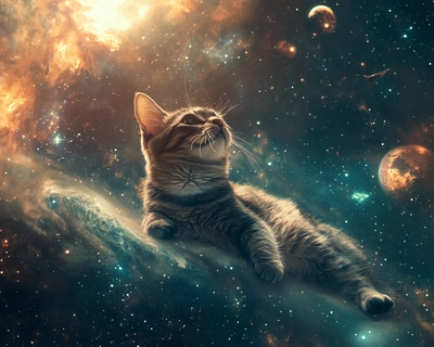 
 single cat in space 