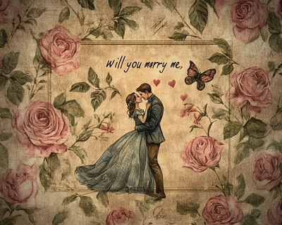 A romantic design full of love with the words “Will You Marry Me,” hidden.