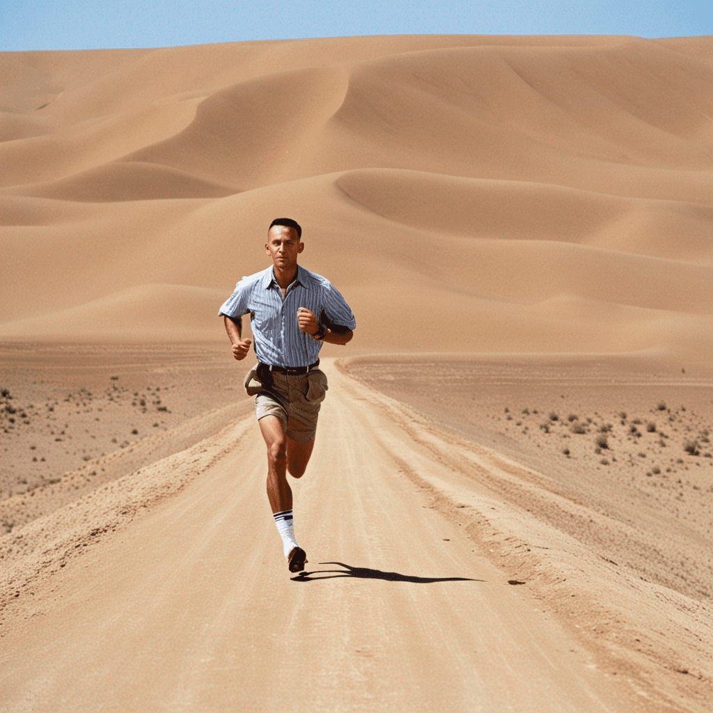 Forrest Gump running on the desert