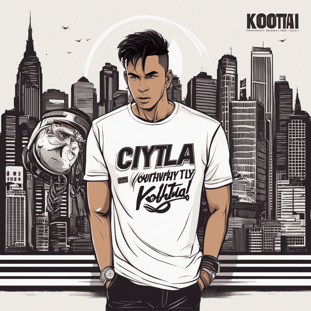 T shirt design， cityboy style，with wording KoolTai， white tee
