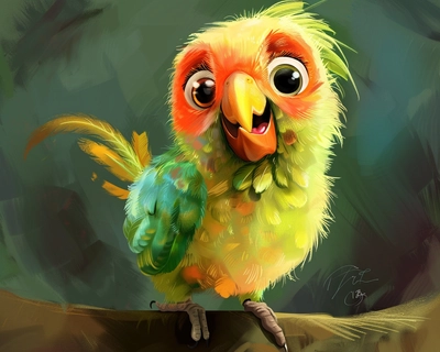 I picture of cute parrot cartoon caricature 