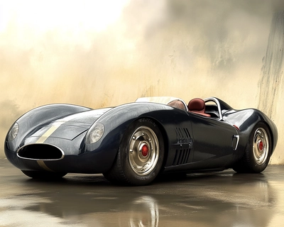 A SPORT CAR FROM the 50 with terminator like on  the driver site