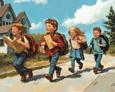 a picture of kids going back to school