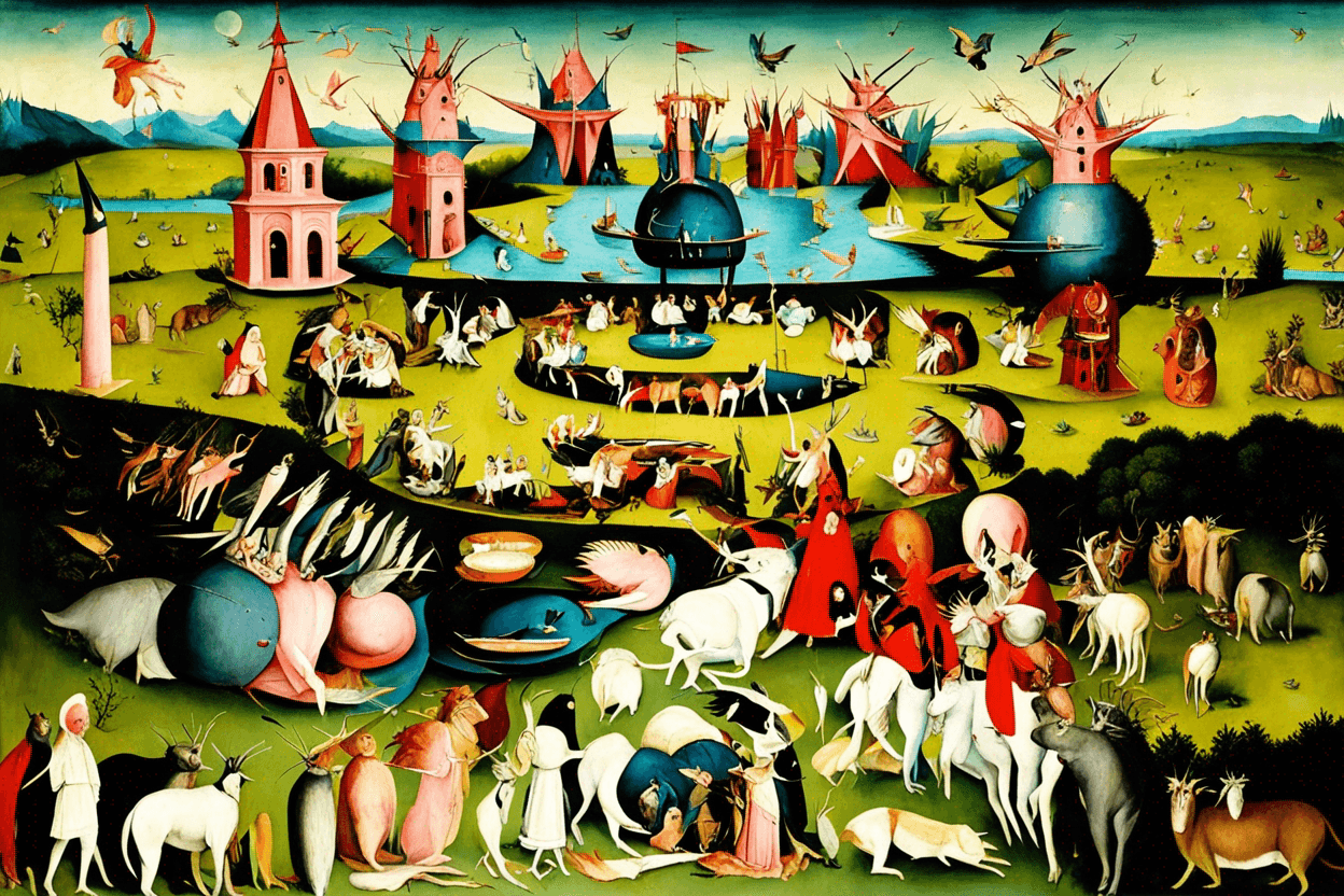 I want something similar to the painting of earthly delights by Hieronymus Bosch. 