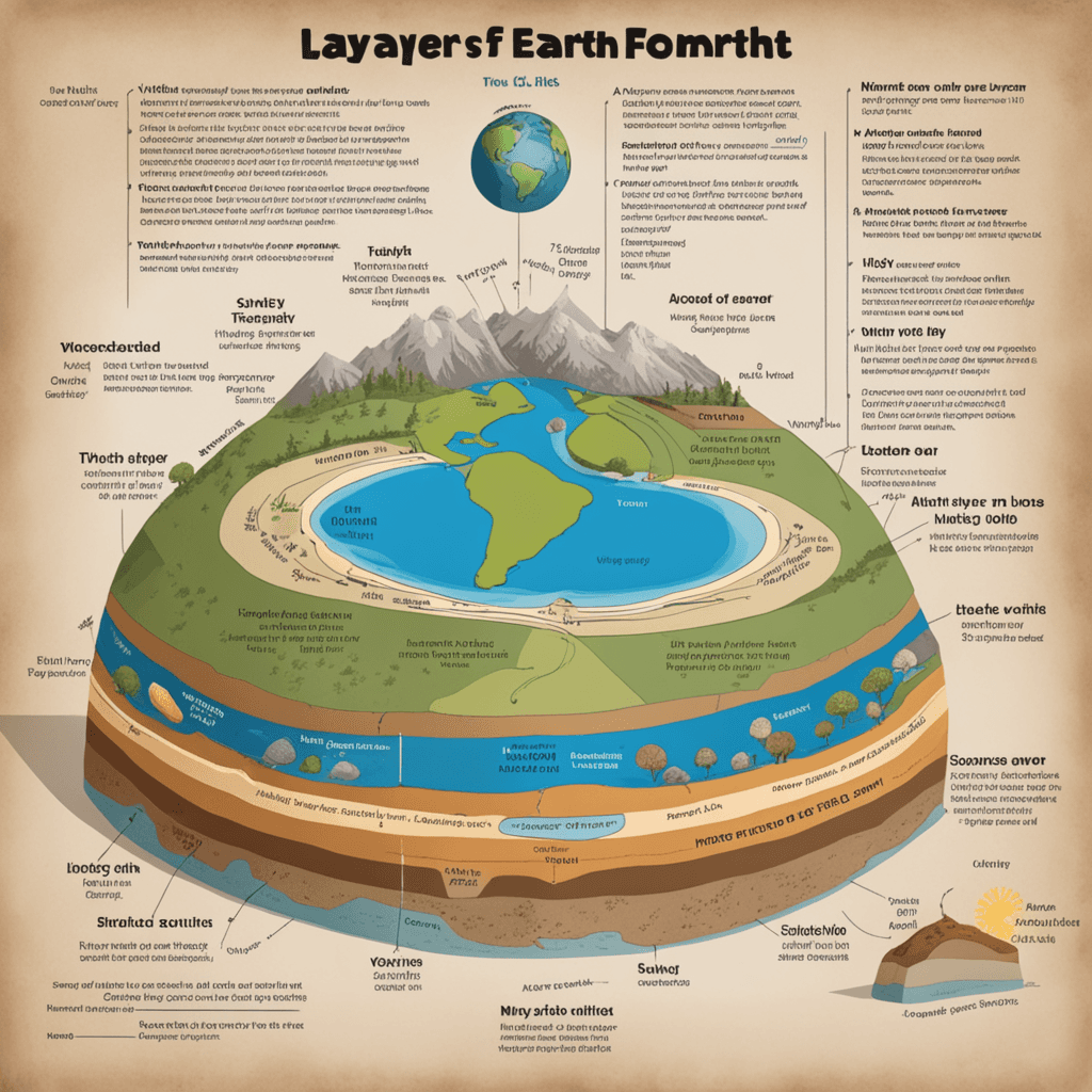 A picture explaining the layers of the earth to primary school students