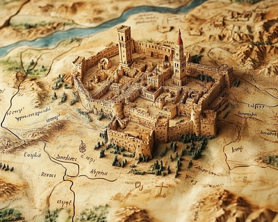 Make a real map of the holy land with the places written in English.