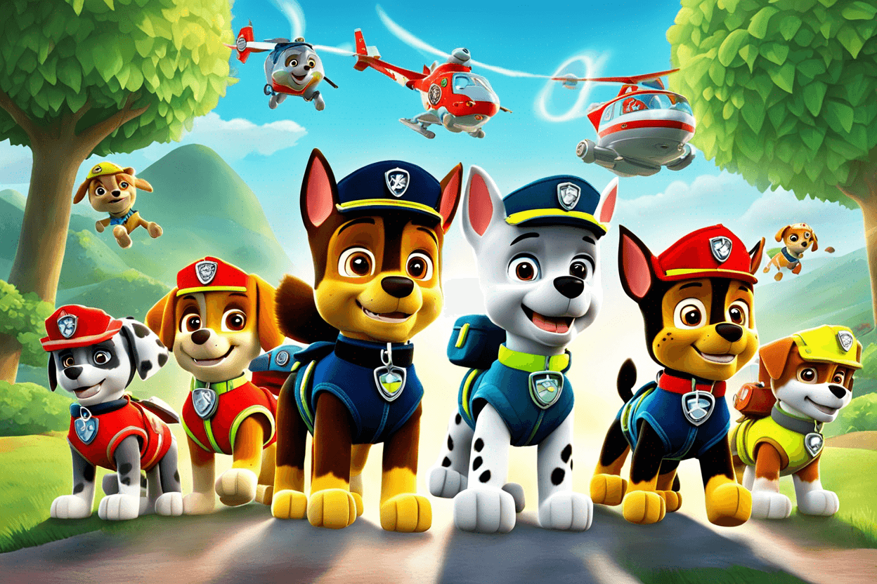 a picture of paw patrol in action in sunlight
