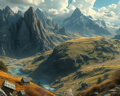 a beautiful landscape scene, highly detailed, rich textures, intricate details