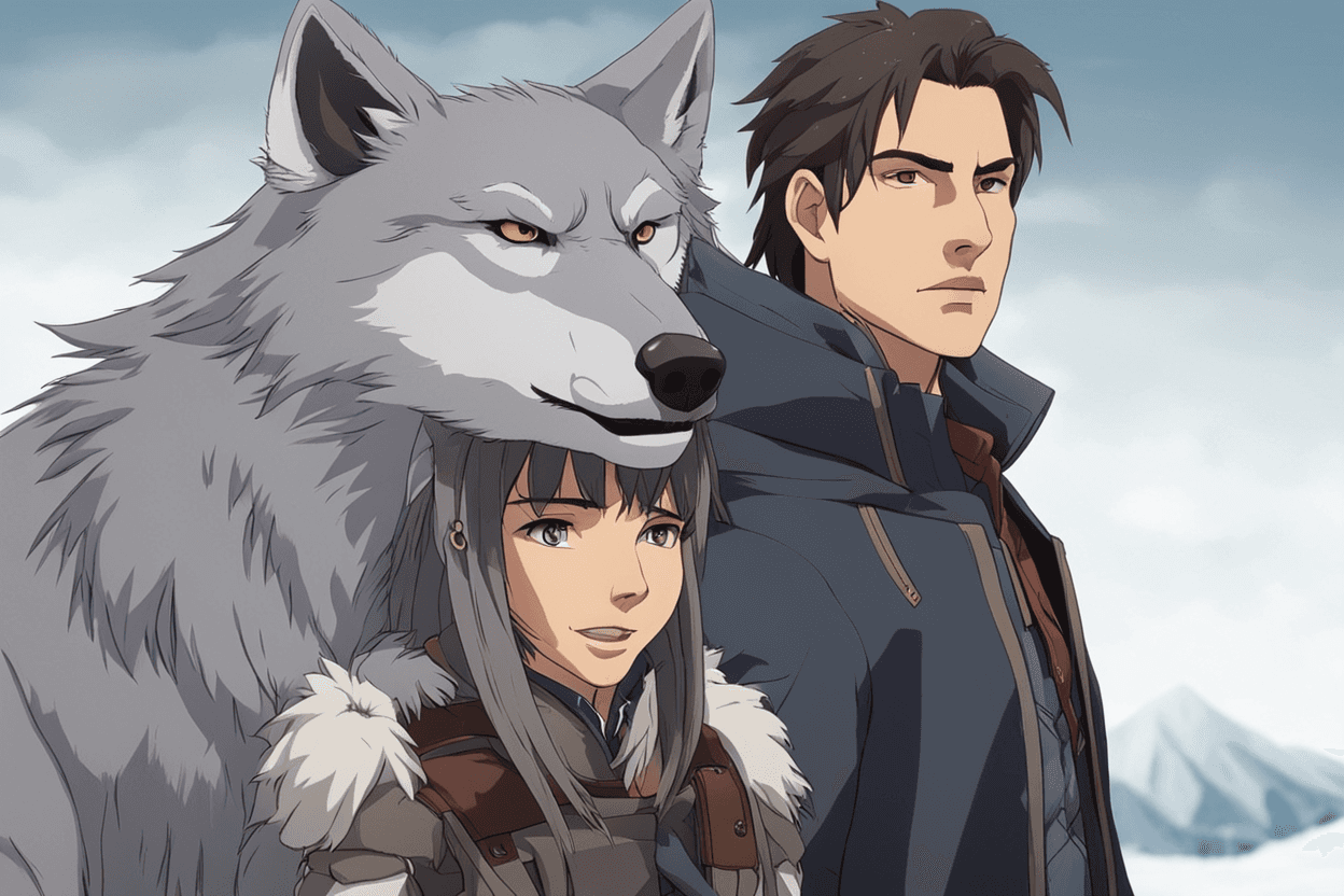 A picture of a Wolf And A Wolf girl, (From The MOVIE... How To Train the Wolf 3 - The hidden dawn)