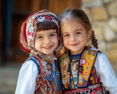 copii romani în îmbrăcăminte traditionala
