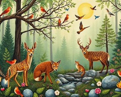 textured 2500 piece woodland animal themed puzzle