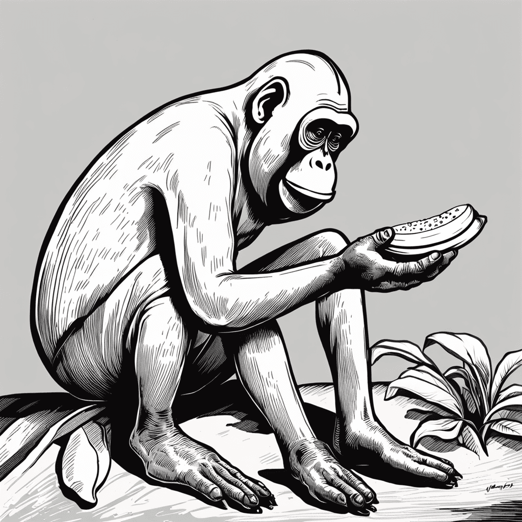 imagen de un mono comiendo banana