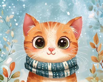 a cute cat, cartoon style or suitable for kindergarten 
