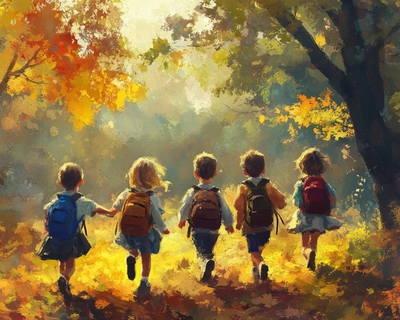 a picture of kids going back to school