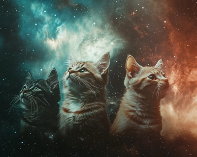 5 cats in space
