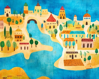 make a puzzle of a map of the holy land for kindergartners