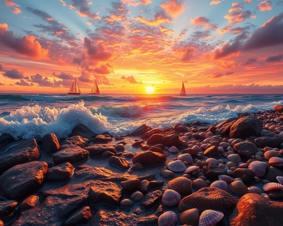 an ocean seascape, digital art, trending on artstation, highly detailed digital illustration, vibrant colors, highly detailed, rich textures, intricate details