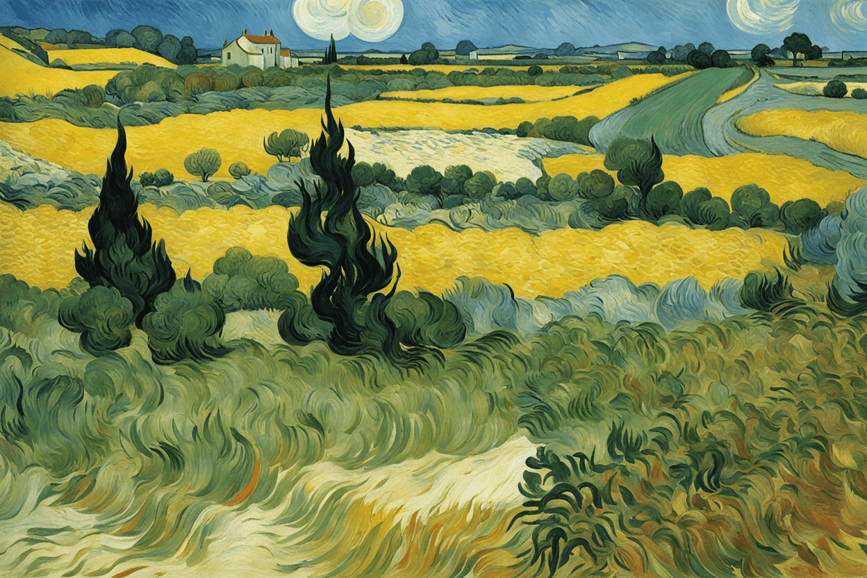Apicture of a landscape by Vincent Van Gogh