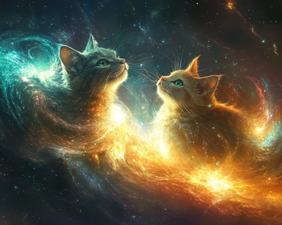 two cats in space