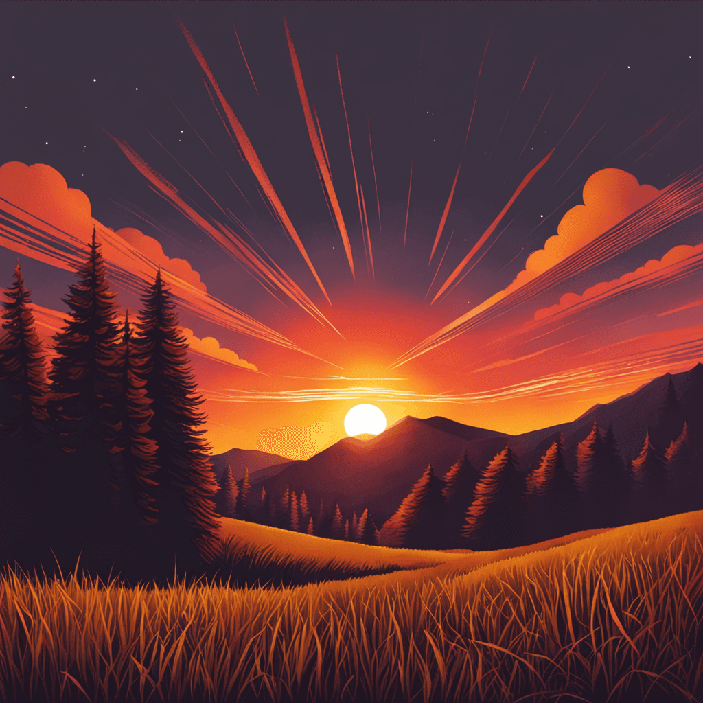 Sun set in middle of the hills