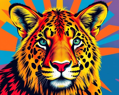a detailed animal portrait, pop art style, bold colors, graphic design, Andy Warhol inspired, high contrast, highly detailed, rich textures, intricate details