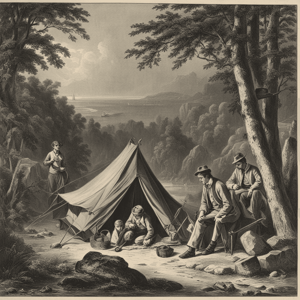 "Pictures depicting the brotherhood of young people  boys and ladies camping must have elements of resplendent or shining brilliantly"
