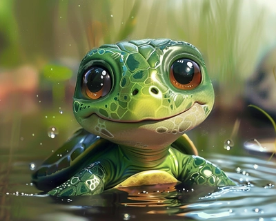 a picture of a cute turtle caricature perfect for a puzzle