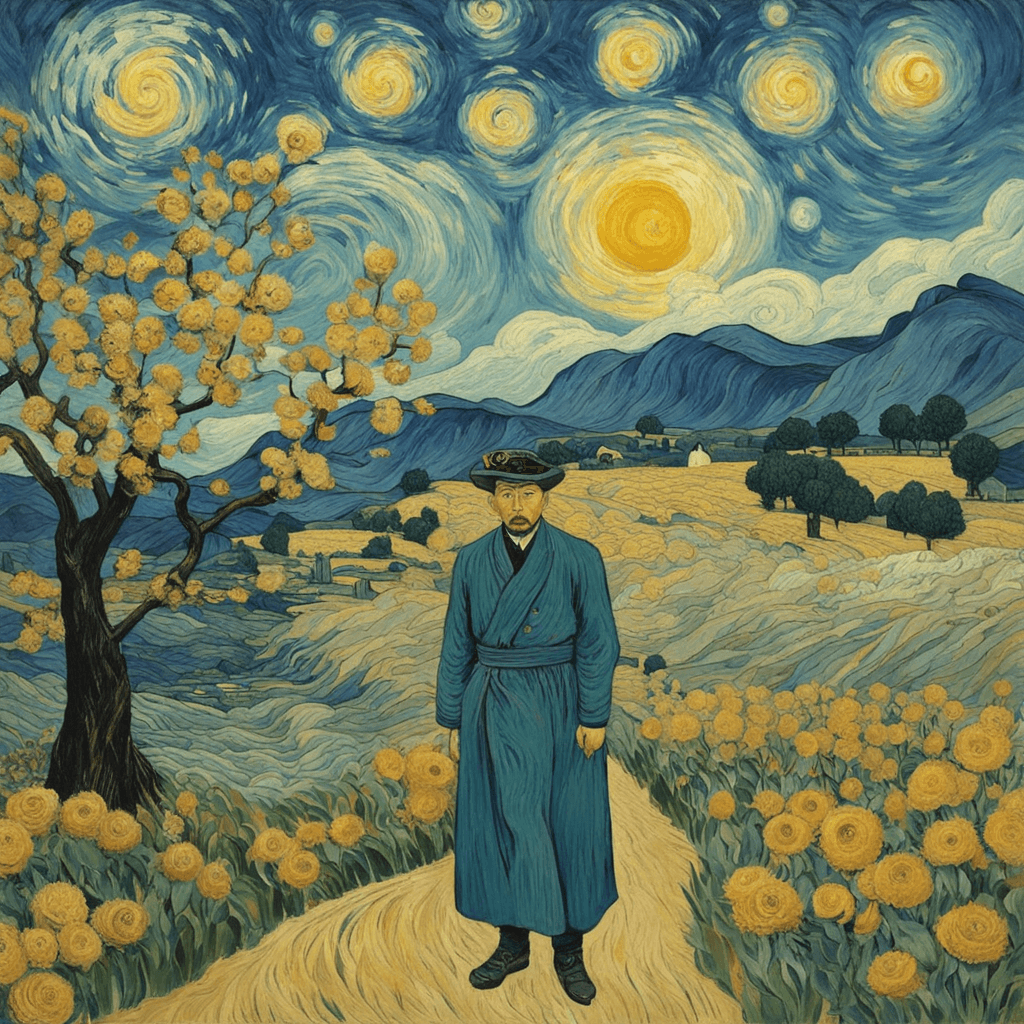 Gojo Satoru in the style of Van Gogh 