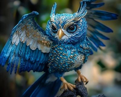Berikan saya seekor burung berwarna emas dan biru.