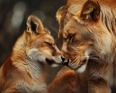 the lioness is loving with fox