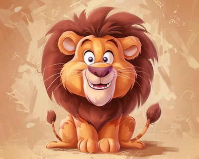 cute lion caricature for kids
