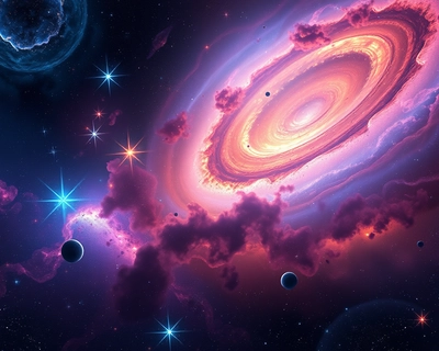 a cosmic outer space scene, digital art, trending on artstation, highly detailed digital illustration, vibrant colors, highly detailed, rich textures, intricate details