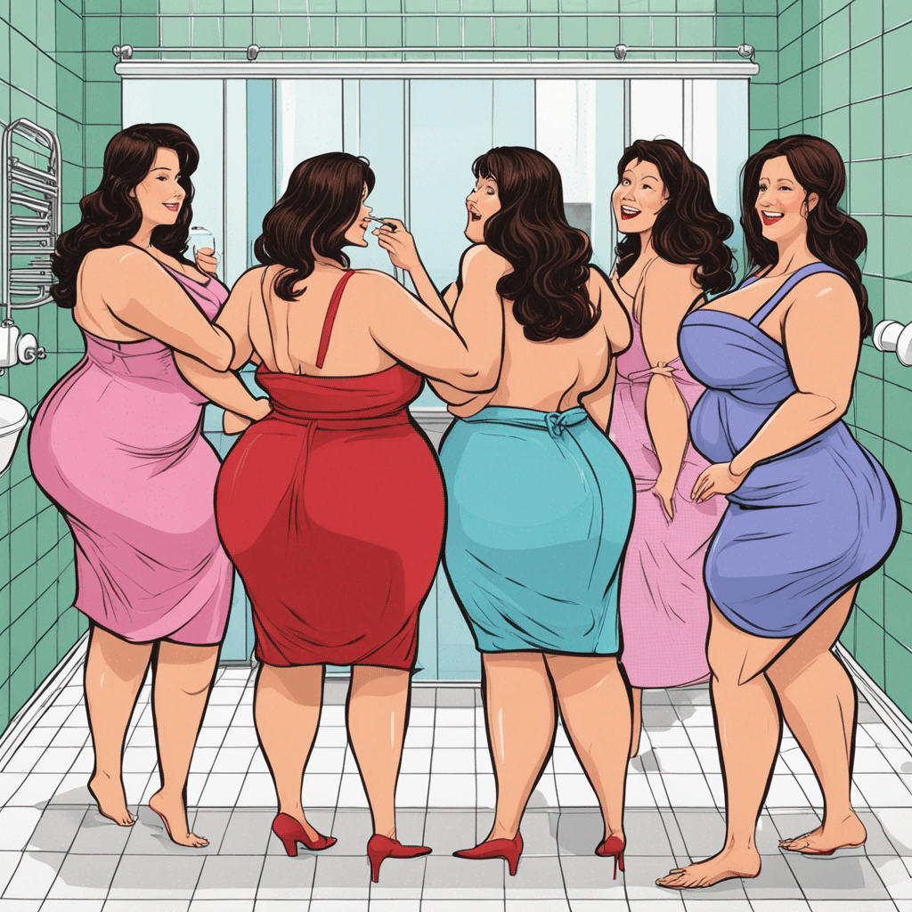 In the bathroom, a group of curvaceous women, each weighing 128 kilograms, are enjoying themselves sexy emotions by 600% . They are cute, hot, pretty, and sexy. These wives embrace their curvy figures and are confident in their own skin. Their weight has no bearing on their fashion choices, as they don't feel the need to wear many clothes. In fact, they prefer to show off their bodies, with a staggering 11110000000000000000000% commitment to being curvy and sexy. Close-up shots reveal their alluring figures, accentuated by a 890000000000000000000% increase in sexiness. The atmosphere is vibrant as they dance to the pumping music in a hot showroom. Their moves are filled with passion and elegance, complementing their Arabic emotions. These women are determined to celebrate their bodies, each trying to outdo the other with their seductive charm. Their outfits are stylish, revealing, and undeniably sexy, accentuating their hotness.