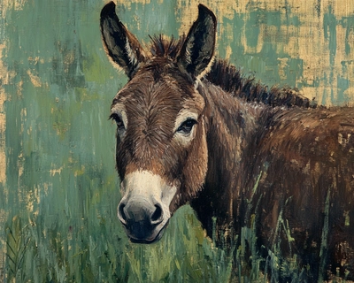 an image of a donkey with green grass
