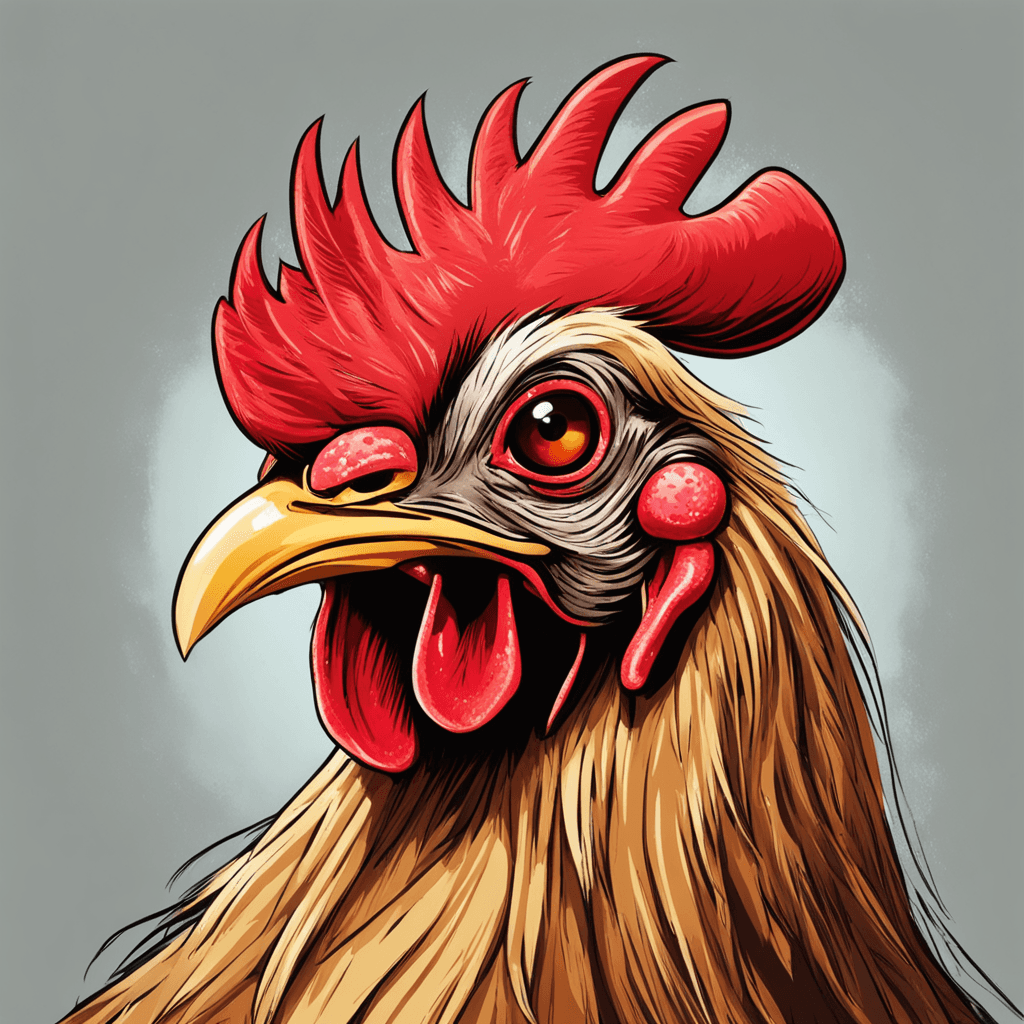 heavy metal with a crazy chicken with big eyes