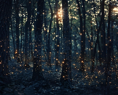 an enchanted forest full of sparkle