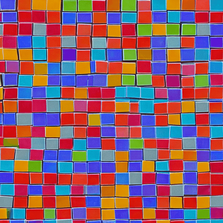 a colorful tile pattern with various squares, in the style of pixelated chaos, precisionist, 8k resolution, contax ii, expansive, dotted, sparse