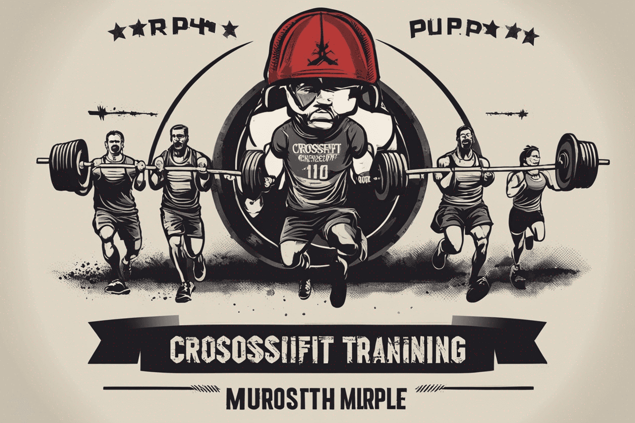 I need to create a t-shirt that has a print that refers to the crossfit training called Murph, a celebration that takes place once a year. It consists of running 1 mile, doing 100 pull ups, 200 push ups, 300 air squats and running another 1 final mile.