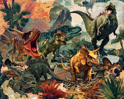 A collage of dinosaurs