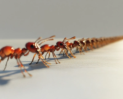 an ant's strength 
ants forming a line 
ant hive infrastructure
