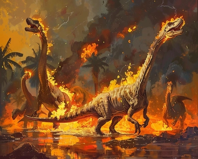 Dinosaurs on fire