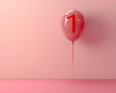 a picture of the number one with 1 balloon