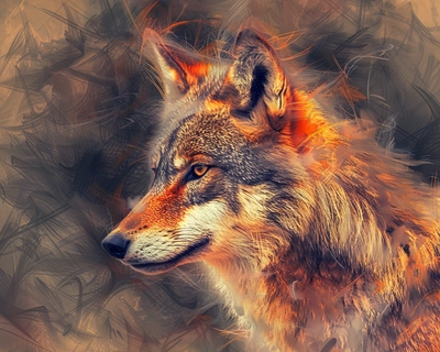 an abstract picture of a wolf